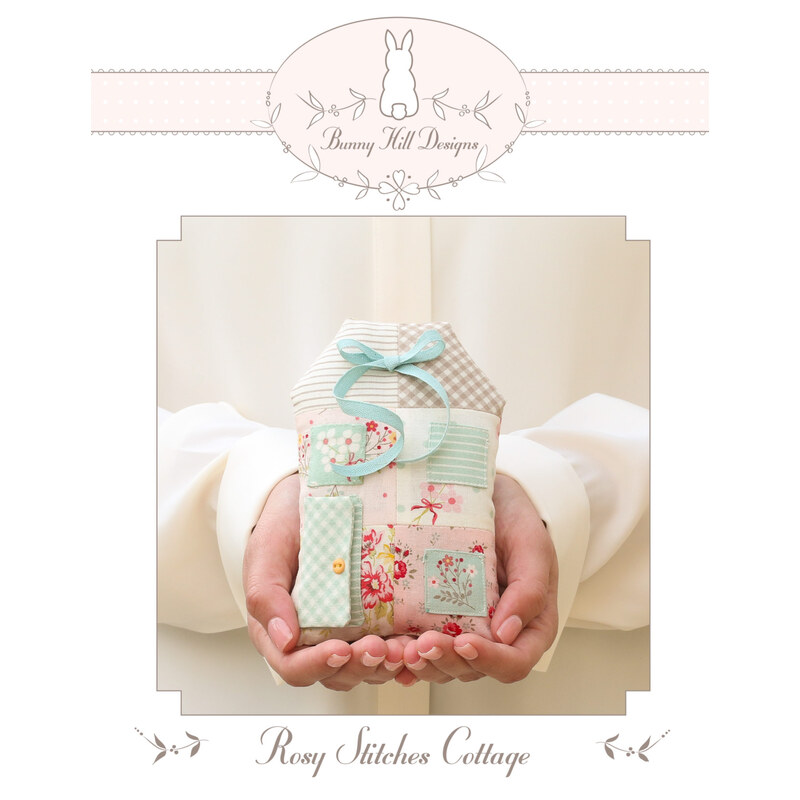 Front cover of the pattern showing the completed Pillow project and the Bunny Hill Logo.