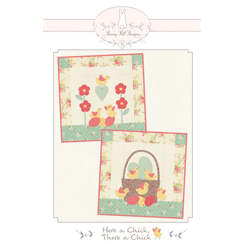 Front cover of the pattern showing the completed wall hangings projects and the Bunny Hill Logo.