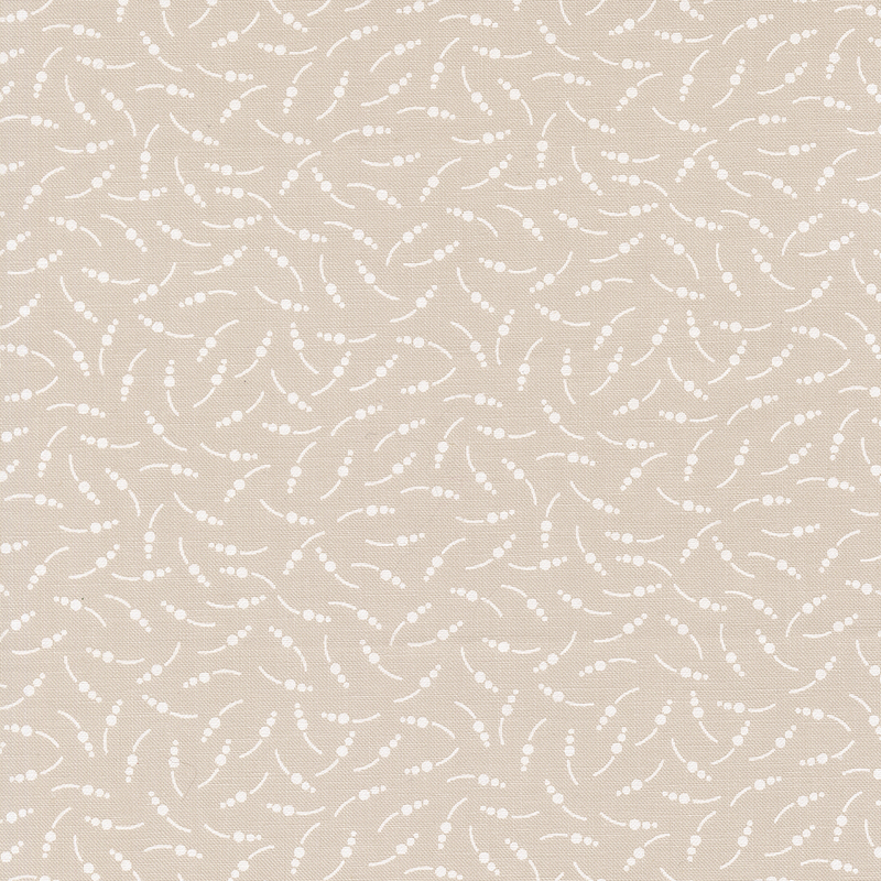 Light stone gray fabric with abstract dots and lines scattered across the design.