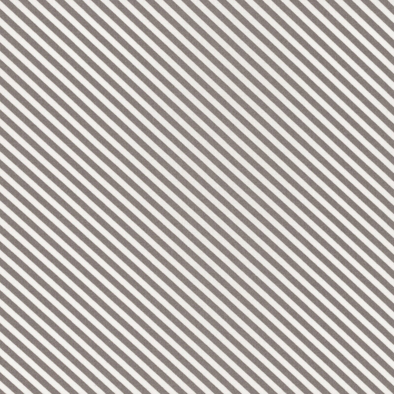Diagonally striped white and stone gray fabric.