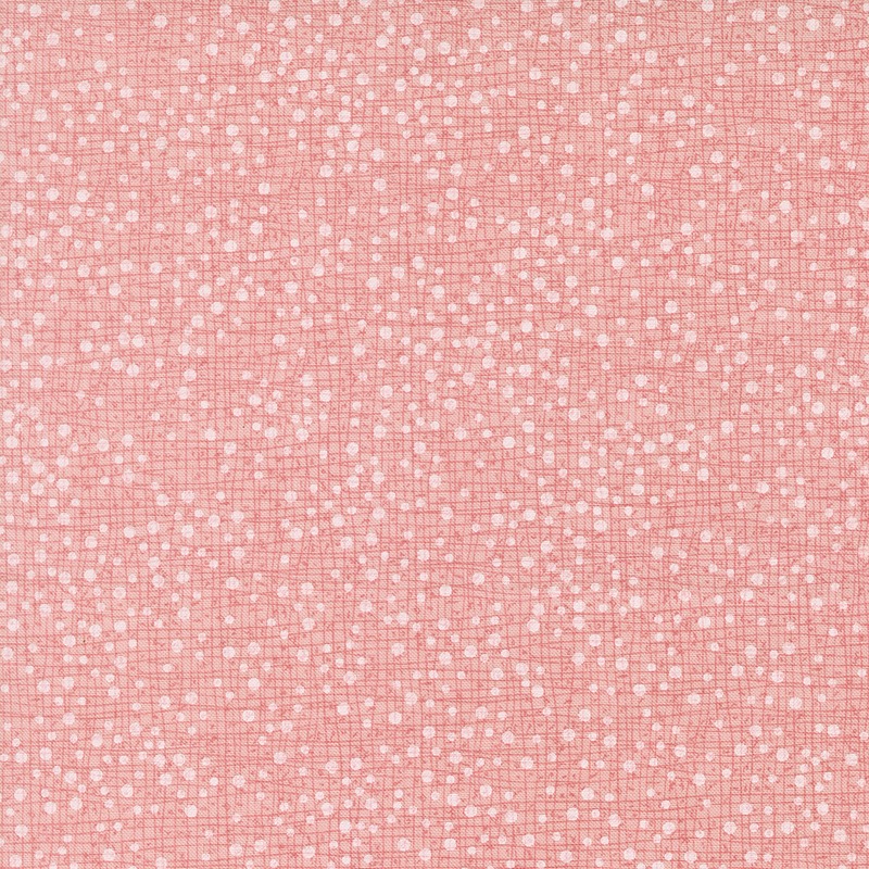 Baby pink fabric with tonal thatching and scattered dots.