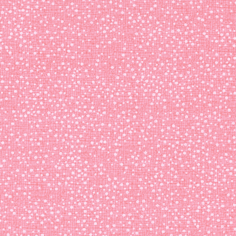 Cotton candy pink fabric with tonal thatching and scattered dots.