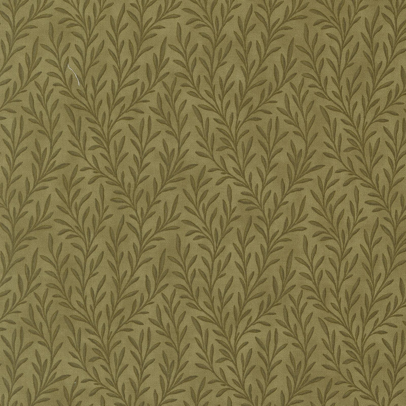 Fern green fabric with sprawling tonal leafy vines.