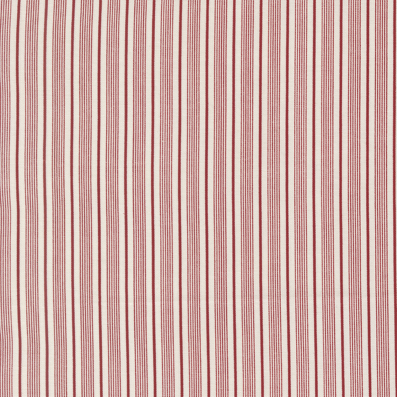 Red and white striped textile pattern with alternating thick and thin lines.