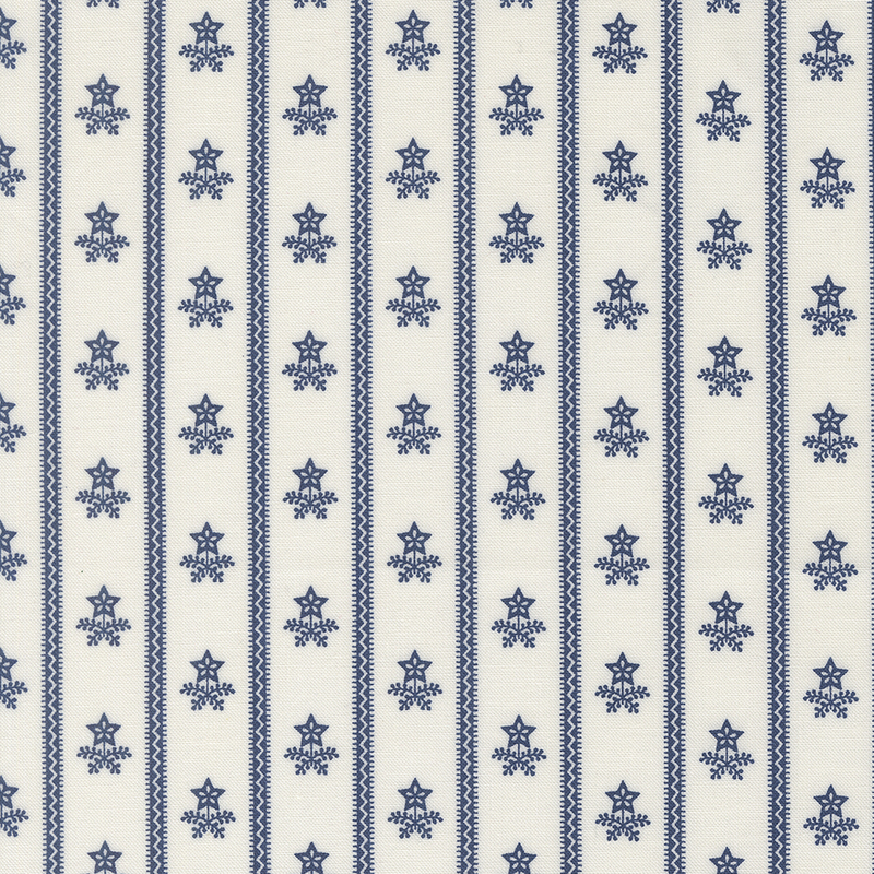 Repeating pattern of blue stars on a light cream background, arranged in vertical stripes.