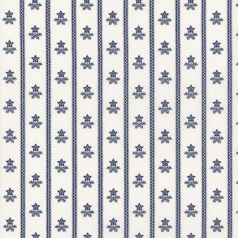 Repeating pattern of blue stars on a light cream background, arranged in vertical stripes.