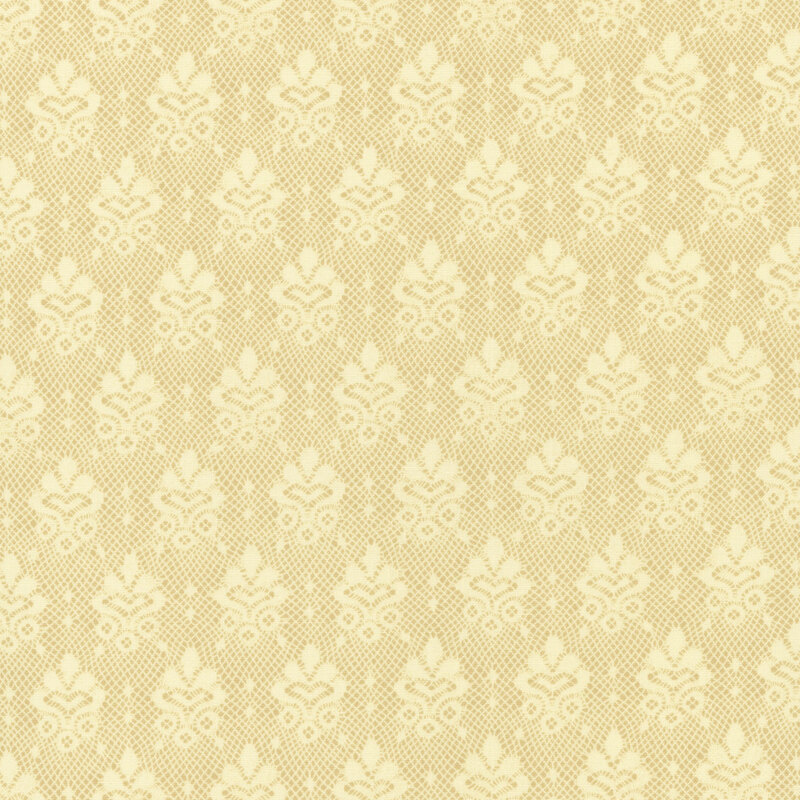 A light tonal cream lace pattern on a bright cream background.