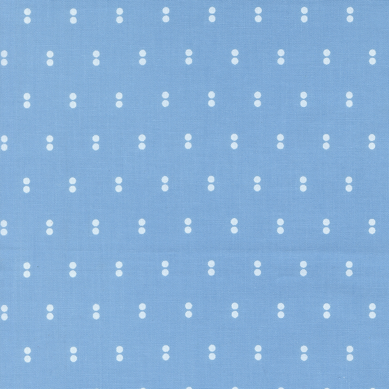 Light blue fabric with rows of parallel white dots.