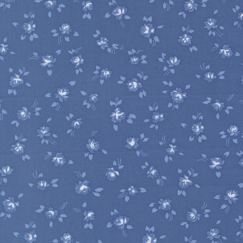 Blue fabric with small lighter blue tossed florals.