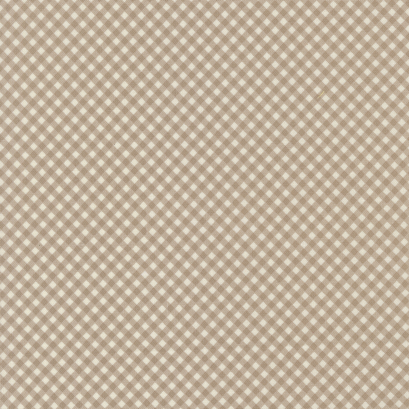 Brown and cream gingham fabric swatch.
