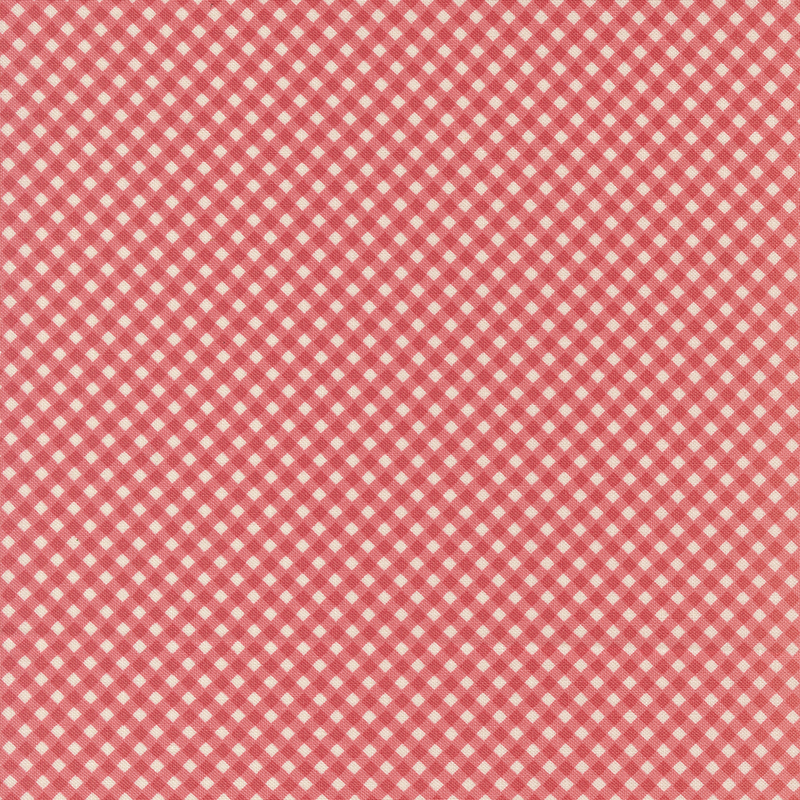 Red and cream gingham fabric swatch.