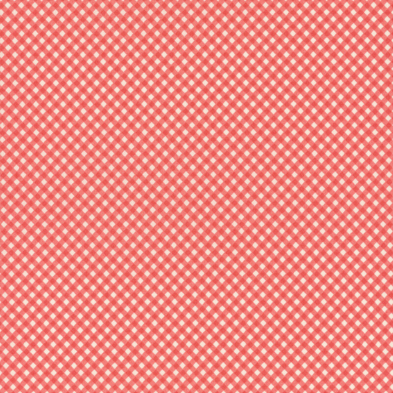 Red and cream gingham fabric swatch.