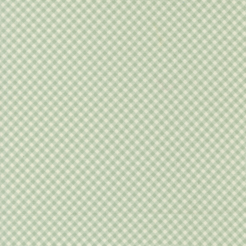 Green and cream gingham fabric swatch.