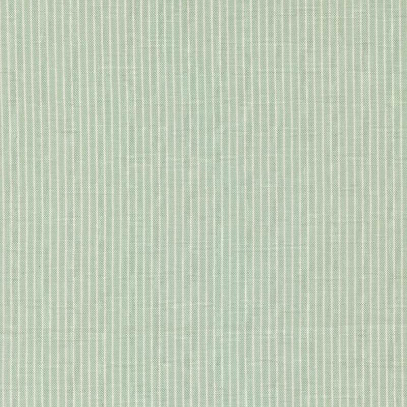 Misty green fabric with a cream pinstripe.
