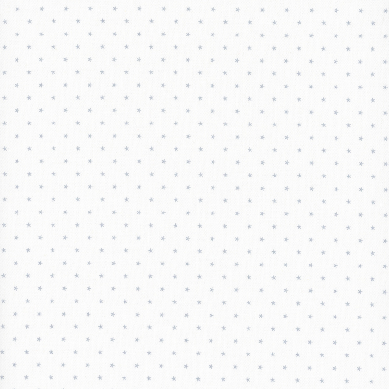 White fabric with tossed gray stars.