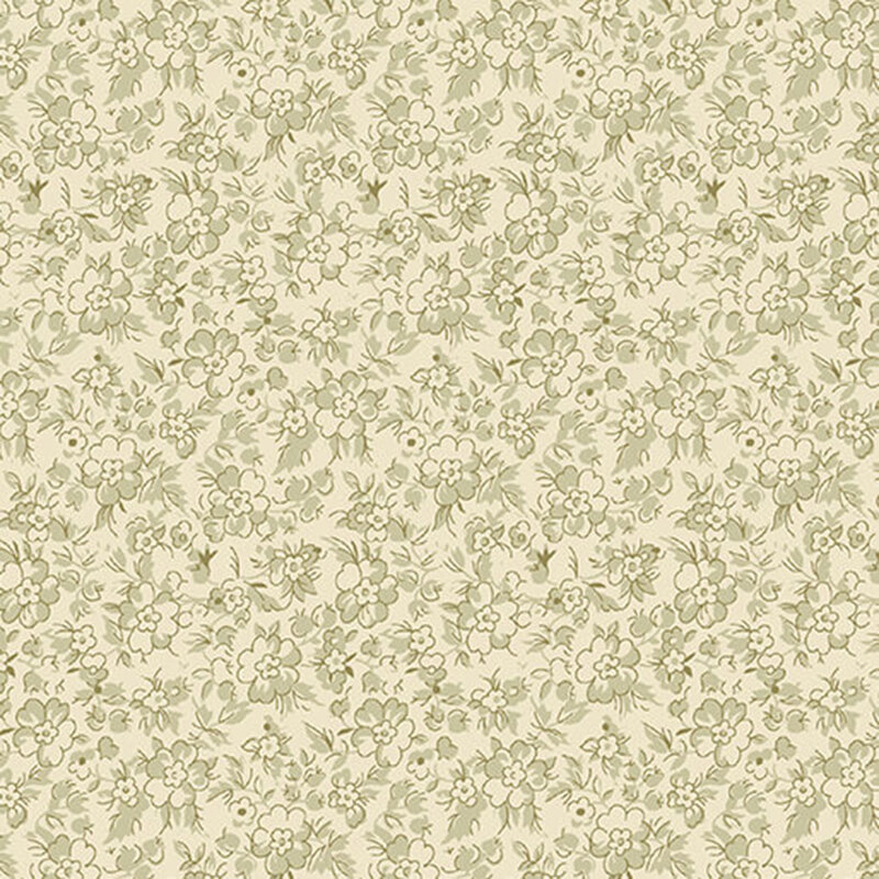 Light beige fabric with a delicate floral pattern in muted greens and soft whites.