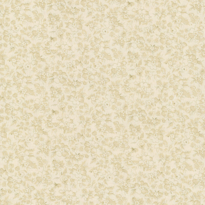 Light beige fabric with a delicate floral pattern in muted greens and soft whites.