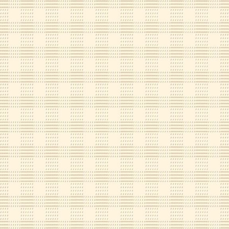 Cream colored fabric with dotted suede in a plaid pattern.
