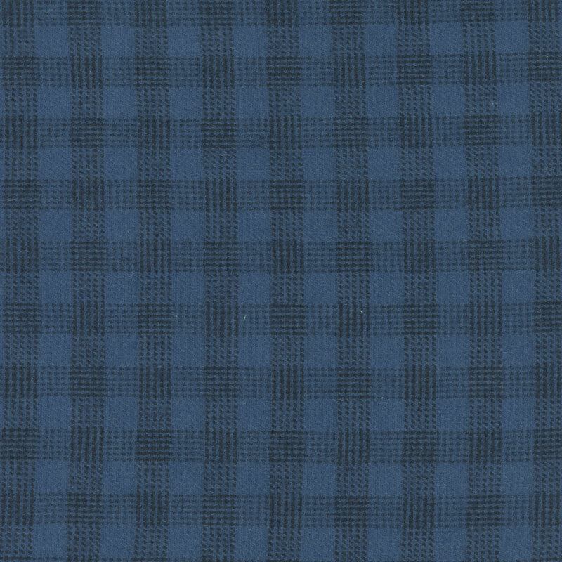 Navy fabric with dark blue dots in a plaid pattern.