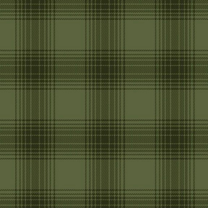Flannel fabric in a tonal green plaid pattern.
