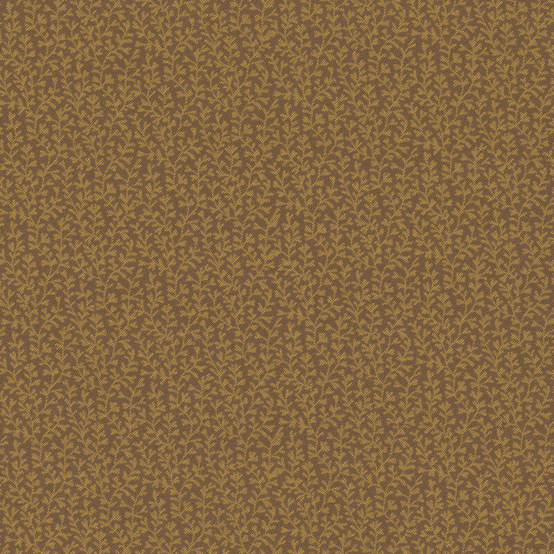 Brown fabric with tonal lines of leafy vines.