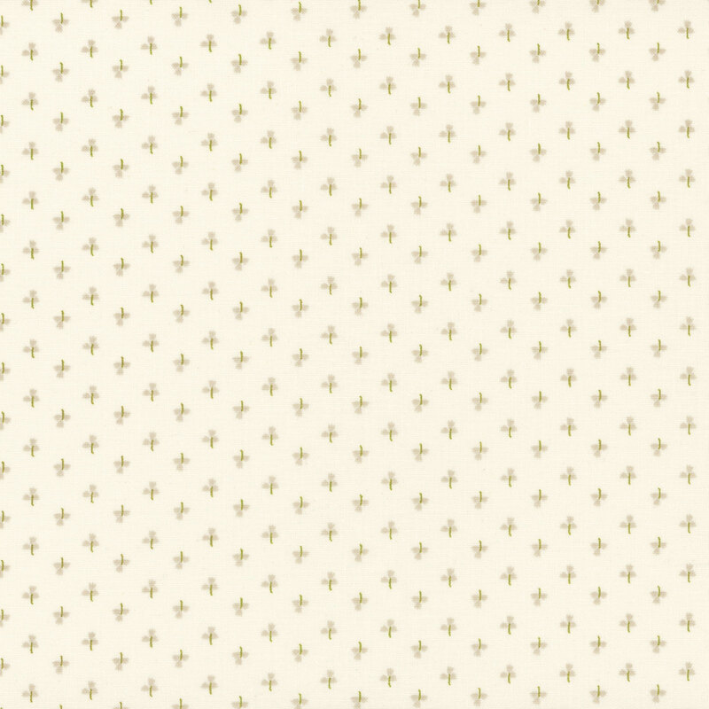 Cream fabric with a delicate print of brown tulips.