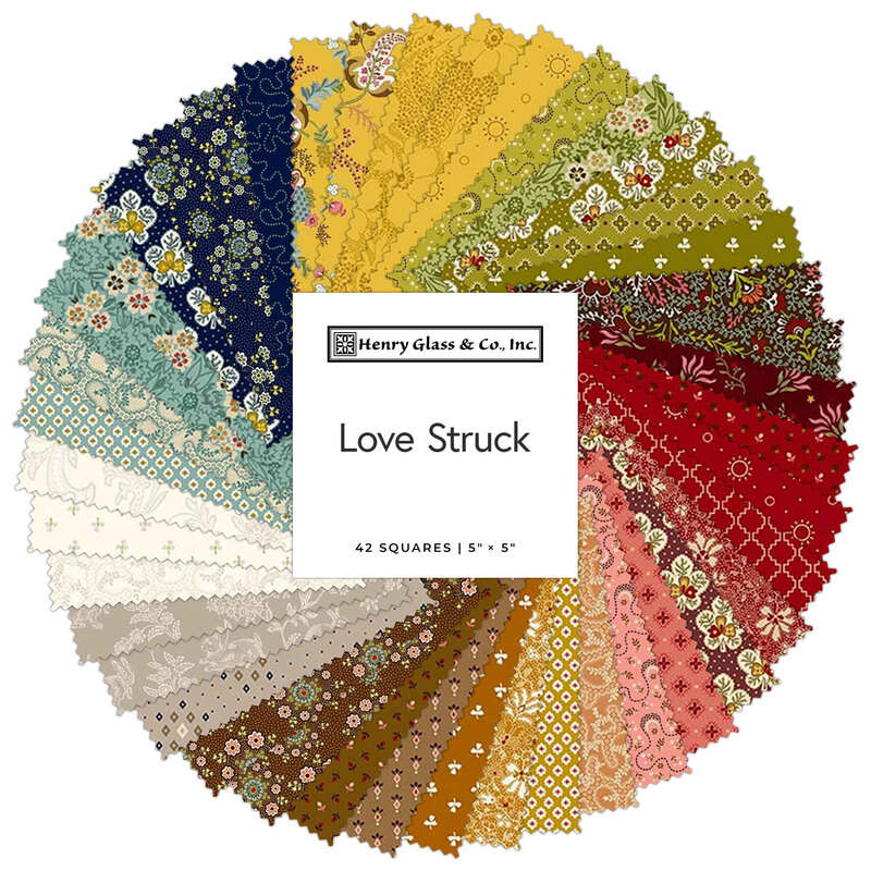 Collage of fabric swatches in red, green, and blue featuring ornamental and floral patterns.