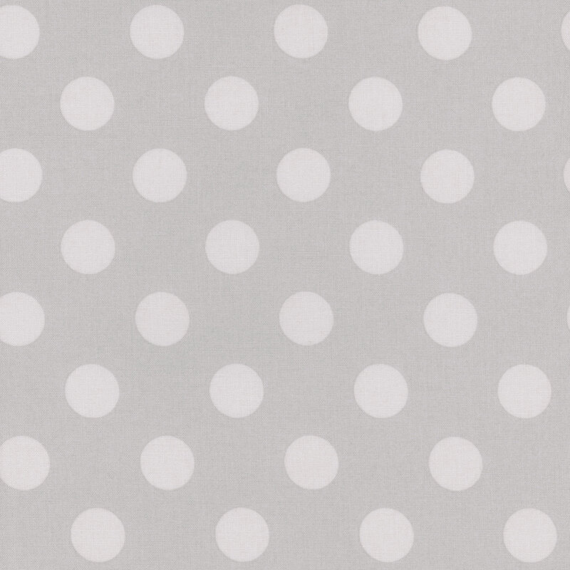 Light gray fabric with white polka dots