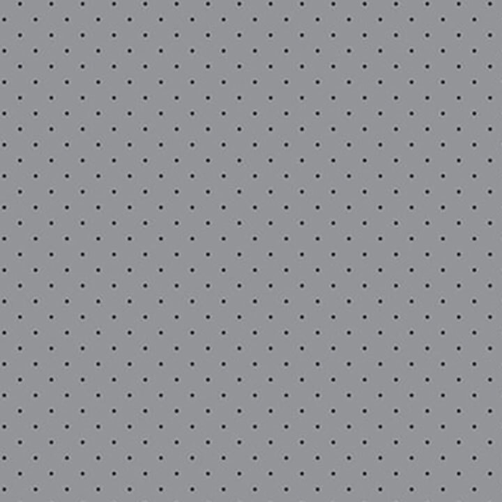 Gray fabric with small dark gray polka dots. 