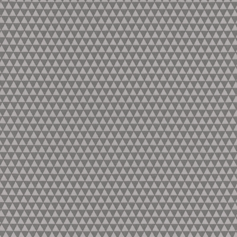 Light gray fabric featuring a repeating pattern of small triangles.