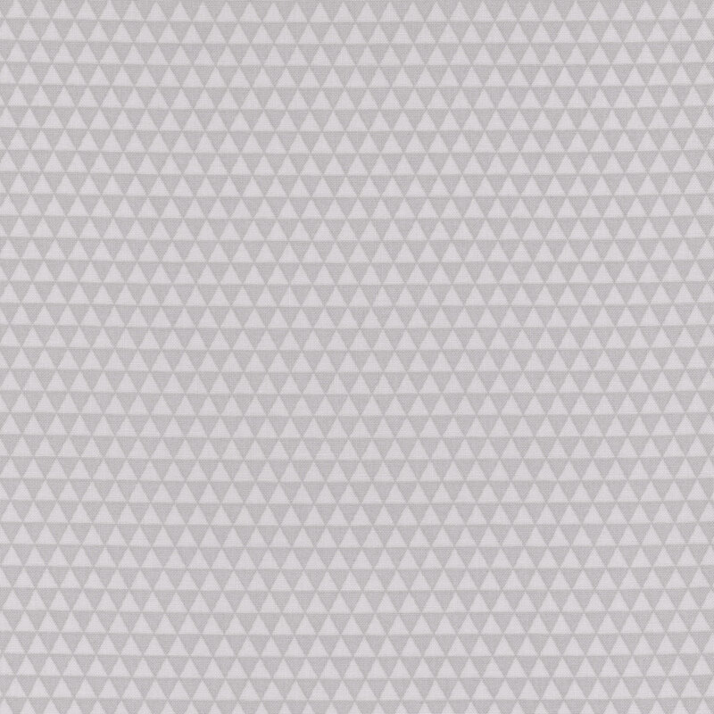 Light gray fabric featuring a repeating pattern of small triangles.