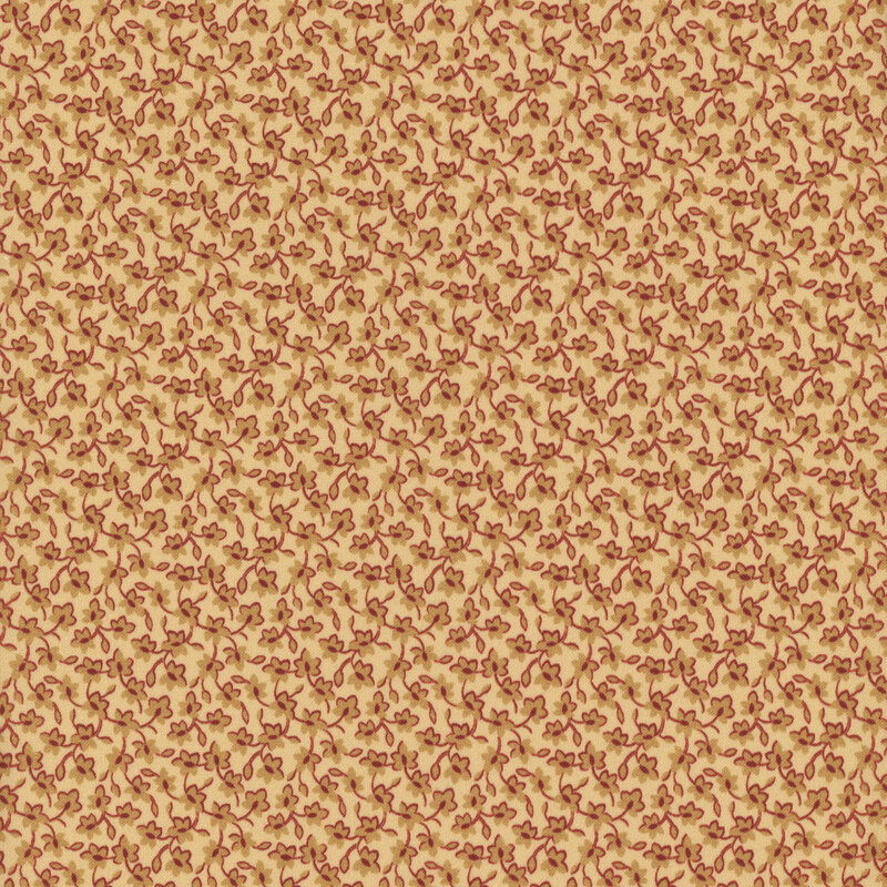 A seamless pattern featuring delicate floral designs in earthy tones on a beige background.