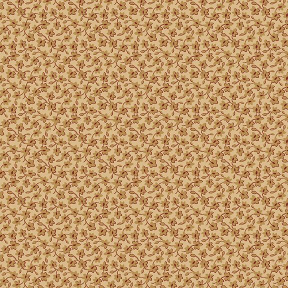 A seamless pattern featuring delicate floral designs in earthy tones on a beige background.