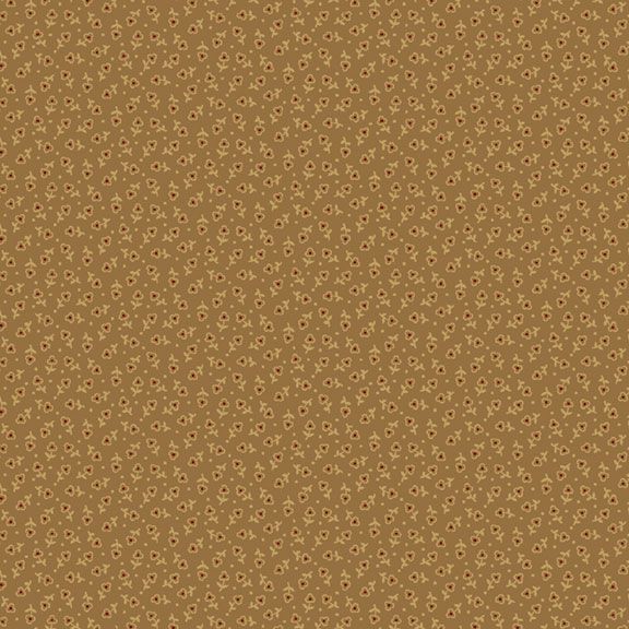 A textured brown background with a repeated floral pattern in lighter shades.