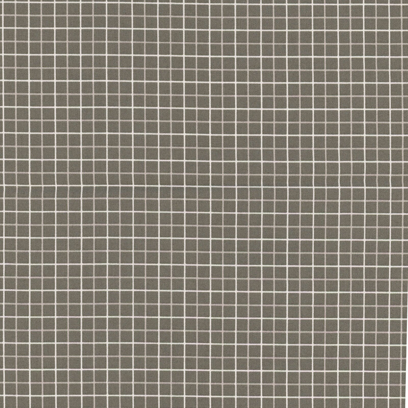A dark gray plaid pattern with thin white and lighter gray grid lines.