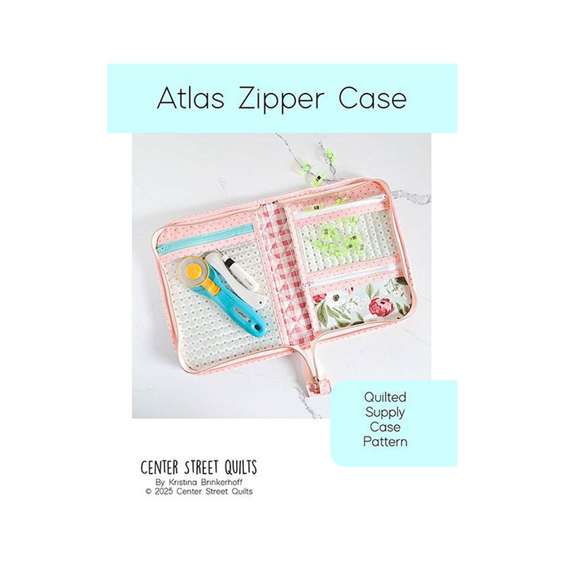 The front of the Atlas Zipper Case pattern showing the finished case opened and full of tool to display usage.