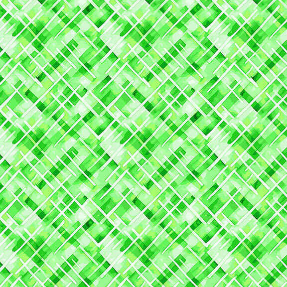 Green and white abstract pattern with overlapping diagonal lines and brushstroke textures.