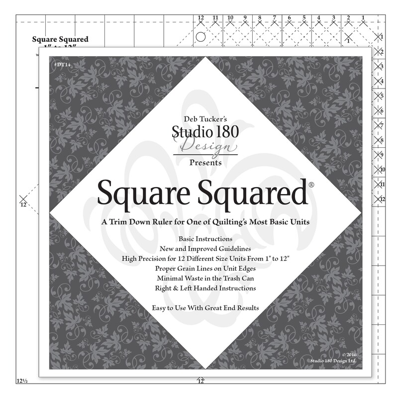 The Large Square Squared acrylic template with its packaging label.