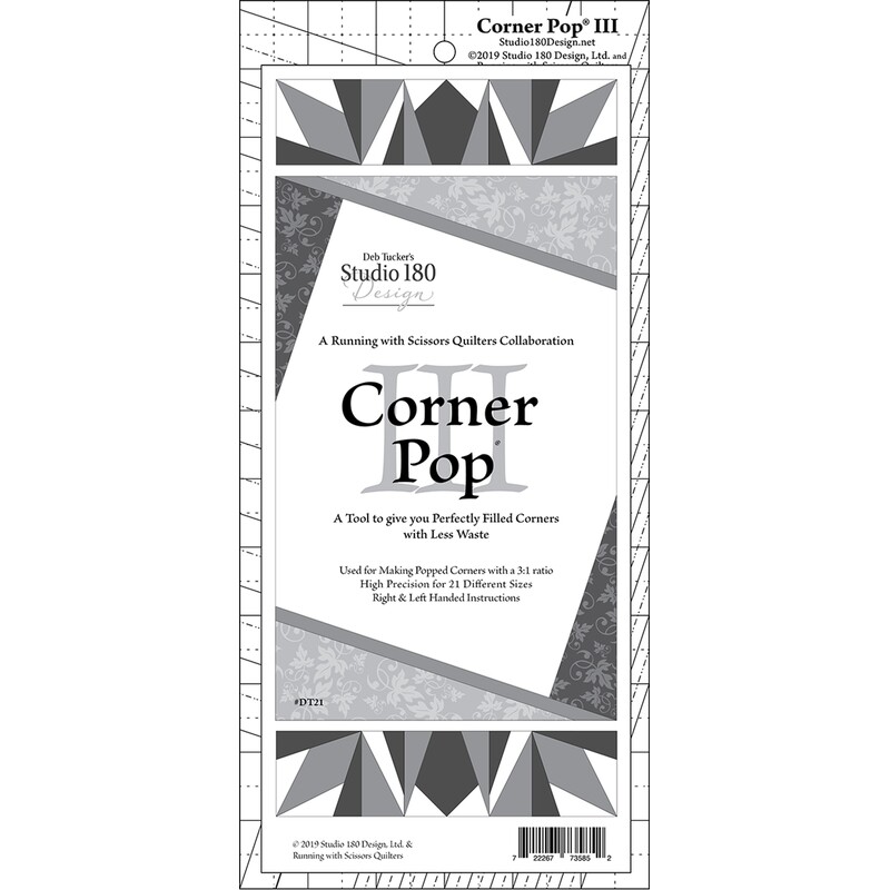 The Corner Pop III acrylic template with its packaging label.