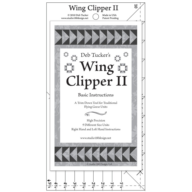 The Wing Clipper II acrylic template with its packaging label.