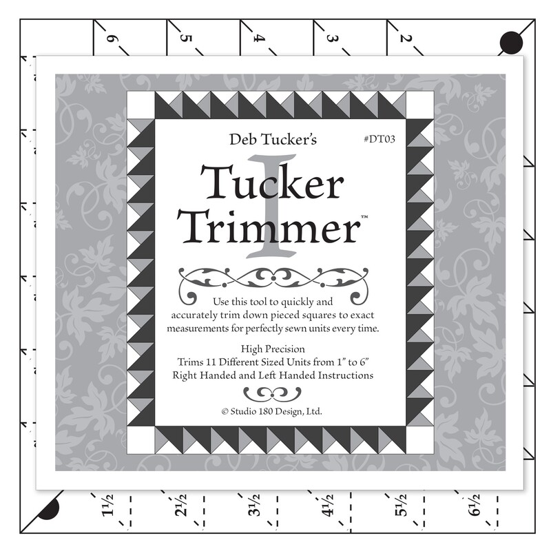 The Tucker Trimmer I acrylic template with its packaging label.