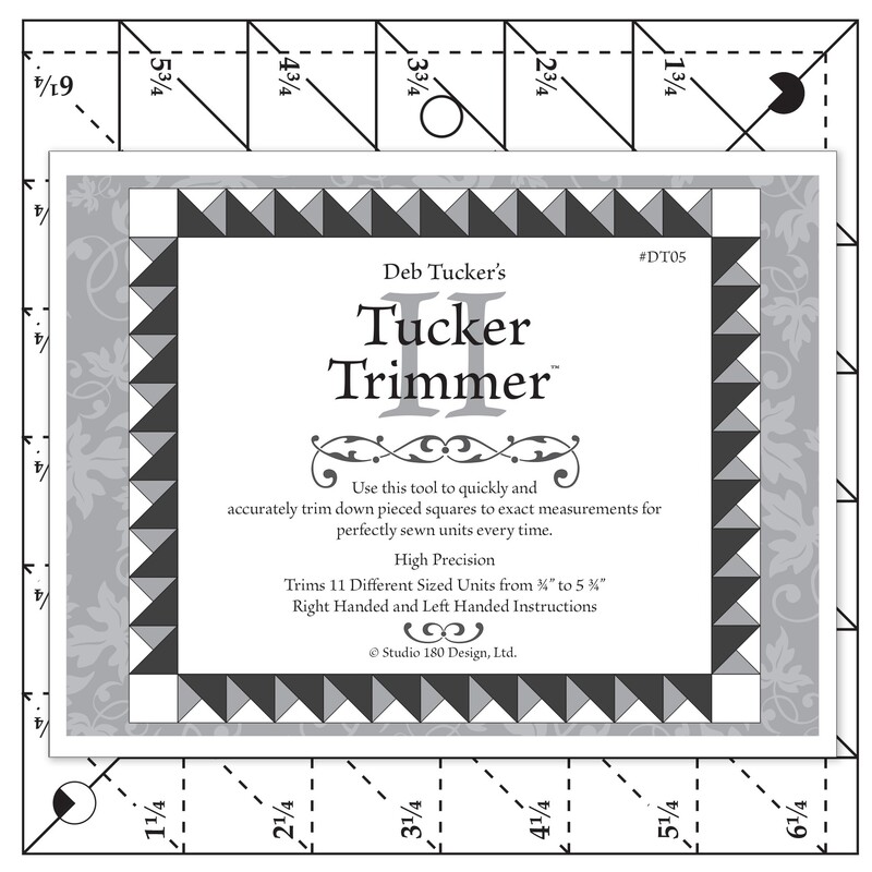 The Tucker Trimmer II acrylic template with its packaging label.