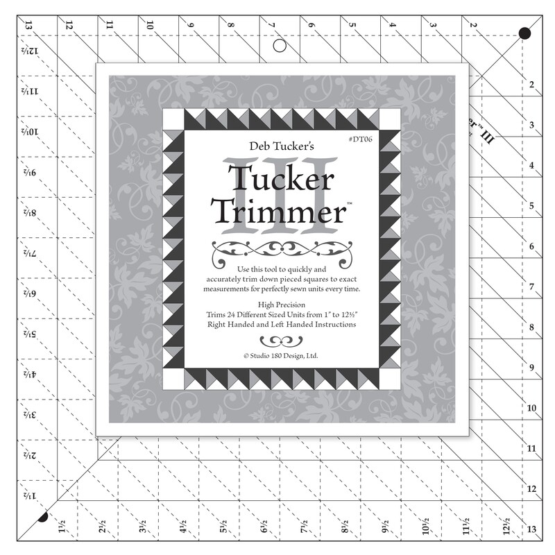 The Tucker Trimmer III acrylic template with its packaging label.