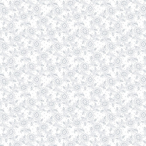 White-on-white fabric with a delicated jacobean floral pattern.
