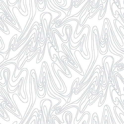 White-on-white fabric with an abstract wavy line pattern.