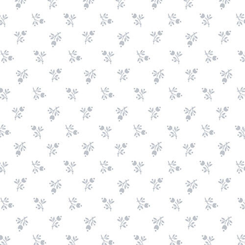 White-on-white fabric with a design of tossed rose buds.