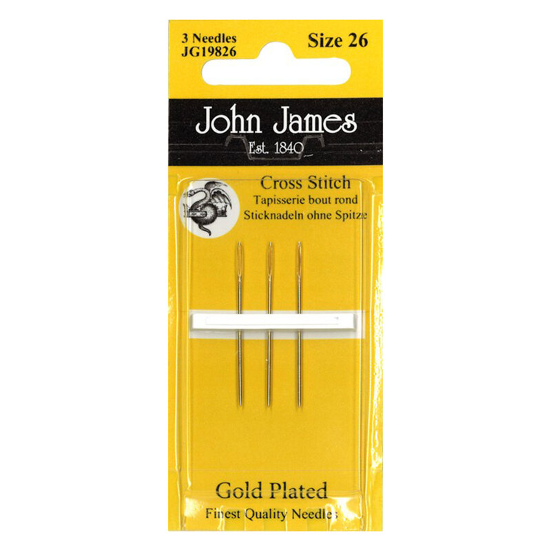 A picture of the needles in their yellow packaging, isolated on a white background.