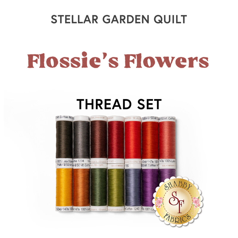 The 14pc thread set for Stellar Garden, isolated on a white background below a text graphic.