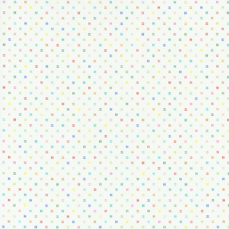 Double-dash lines in colors of blues, reds, greens, and yellows on a white background.