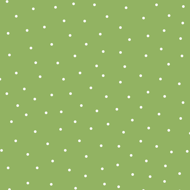 Grass green flannel fabric with scattered white dots.